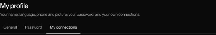 My profile in English: My connections is the personal connections tab.